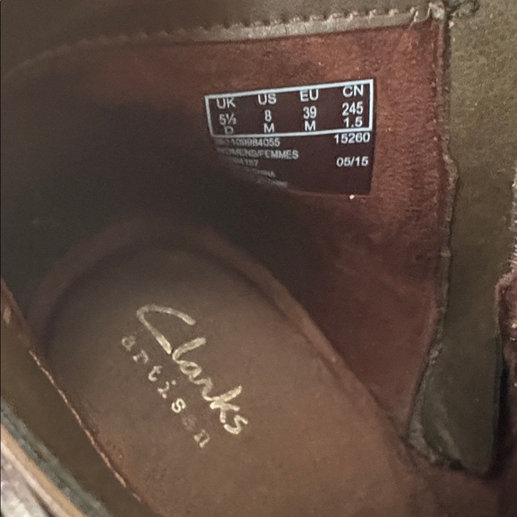 Clarks Brown Leather Ankle Booties with Buckle Straps - Picture 6 of 6